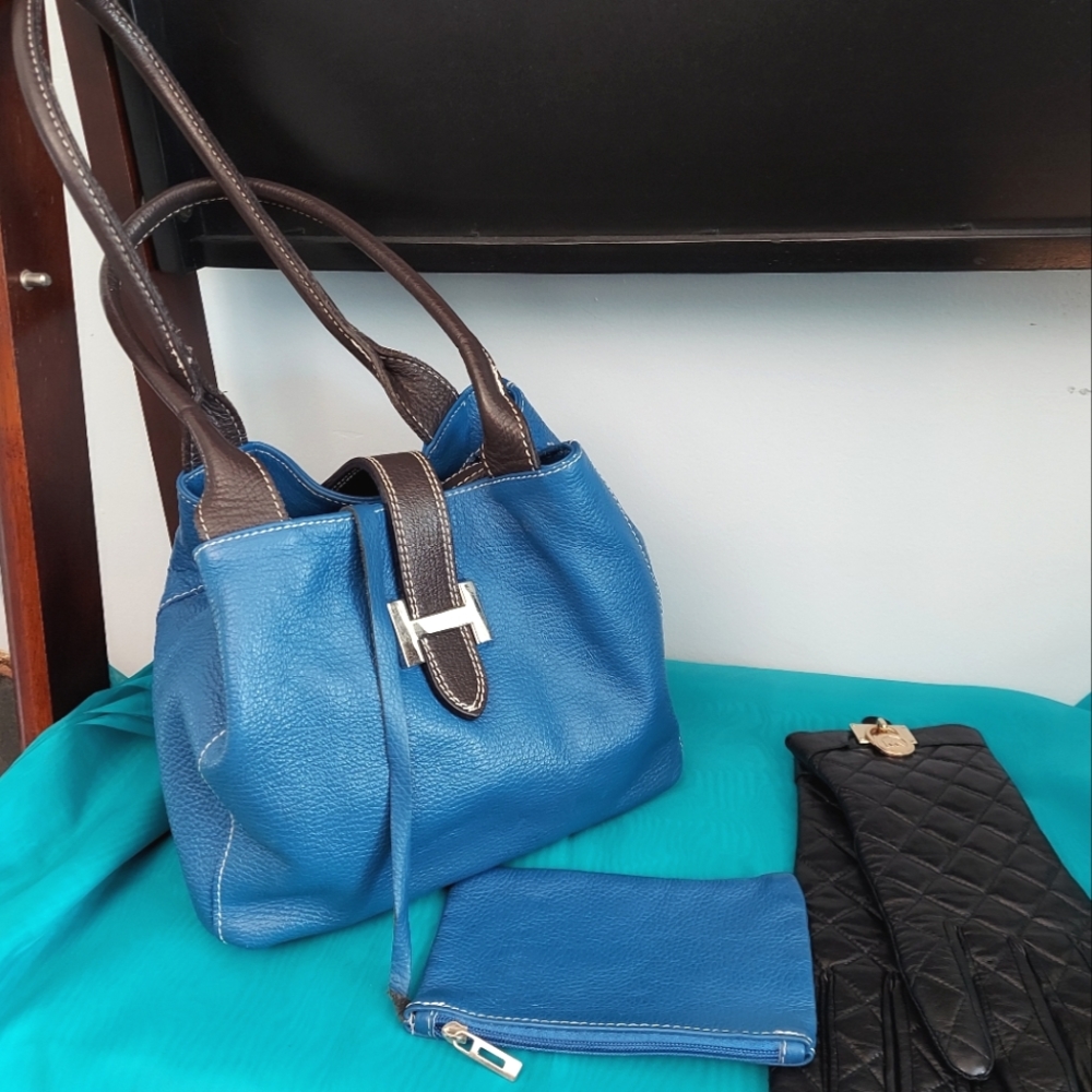 Borse in Pelle Blue Leather Purse